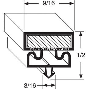 13-080, 5595BCR3 , COMMERCIAL REFRIGERATOR DOOR, GASKET, 36" X 80", O.D. Compatible with  COMMERCIAL REFRIGERATOR DOOR  5595BCR3