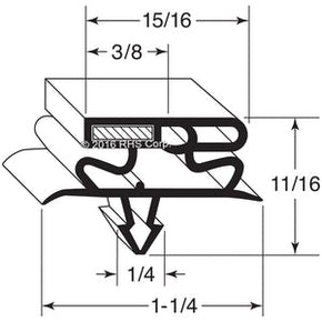 61-017, 960215 , TRUE, GASKET, 13-1/4" X 23-1/2" BLK Compatible with  TRUE 960215