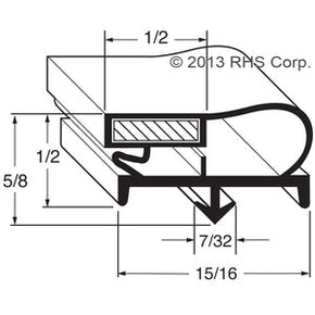 27-588, 712-012D-05 , BEVERAGE-AIR, GASKET, 7" X 28-1/2", BOTTOM DRAWER -GJ- Compatible with  BEVERAGE-AIR  712-012D-05