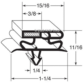 61-0010, 203294 , TRUE, GASKET, 25-1/4 X 54-1/2 OD BLK Compatible with  TRUE 203294